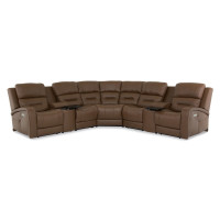 Adria Power Reclining Leather Sectional - Available With Power Tilt Headrest | Power Lumbar