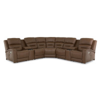 Adria Power Reclining Leather Sectional - Available With Power Tilt Headrest | Power Lumbar