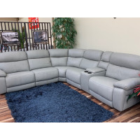 Pelia Power Reclining Leather Sectional With Power Headrest
