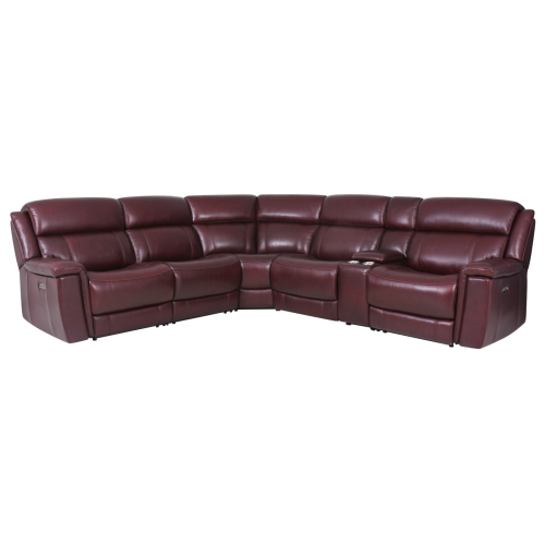 Grella Power Reclining Leather Sectional With Power Tilt Headrest