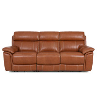 Arlan Power Reclining Leather Sofa or Set With Power Tilt Headrest Contrast Stitch