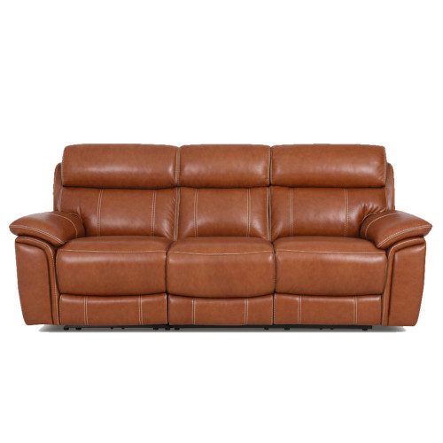 Arlan Power Reclining Leather Sofa or Set With Power Tilt Headrest Contrast Stitch