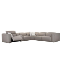 Axra Power Reclining Leather Sectional With Power Headrest