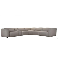 Axra Power Reclining Leather Sectional With Power Headrest
