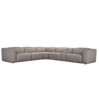 Axra Power Reclining Leather Sectional With Power Headrest