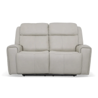 Flexsteel Barnett Power Reclining Leather Sofa or Set - With Power Tilt Headrest | Power Lumbar