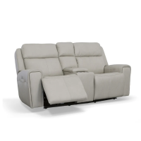 Flexsteel Barnett Power Reclining Leather Sofa or Set - With Power Tilt Headrest | Power Lumbar
