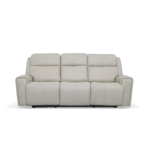 Flexsteel Barnett Power Reclining Leather Sofa or Set - With Power Tilt Headrest | Power Lumbar