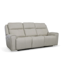 Flexsteel Barnett Power Reclining Leather Sofa or Set - With Power Tilt Headrest | Power Lumbar