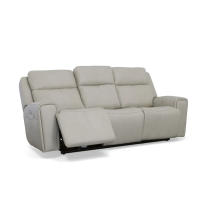 Flexsteel Barnett Power Reclining Leather Sofa or Set - With Power Tilt Headrest | Power Lumbar