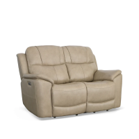 Flexsteel Crew Power Reclining Leather Sofa or Set - With Power Tilt Headrest | Power Lumbar