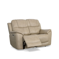 Flexsteel Crew Power Reclining Leather Sofa or Set - With Power Tilt Headrest | Power Lumbar