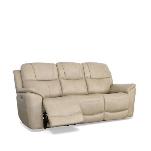 Flexsteel Crew Power Reclining Leather Sofa or Set - With Power Tilt Headrest | Power Lumbar