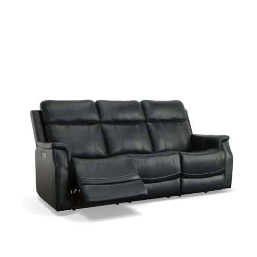 Flexsteel Easton Power Reclining Leather Sofa or Set With Power Tilt Headrest | Power Lumbar