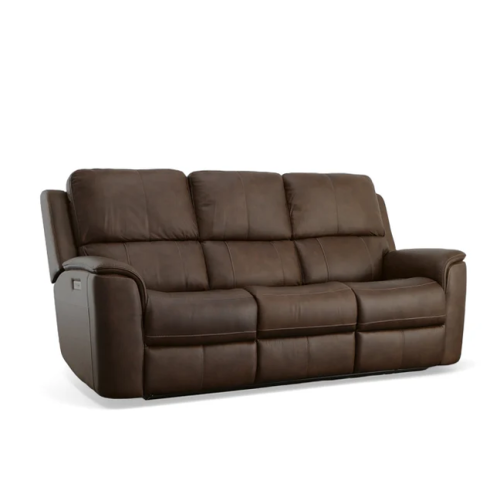 Flexsteel Henry Power Reclining Leather Sofa or Set With Power Tilt Headrest | Power Lumbar
