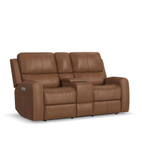 Flexsteel Linden Power Reclining Leather Sofa or Set With Power Tilt Headrest | Power Lumbar