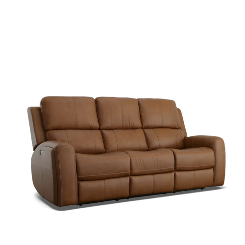 Flexsteel Linden Power Reclining Leather Sofa or Set With Power Tilt Headrest | Power Lumbar