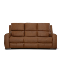 Flexsteel Linden Power Reclining Leather Sofa or Set With Power Tilt Headrest | Power Lumbar