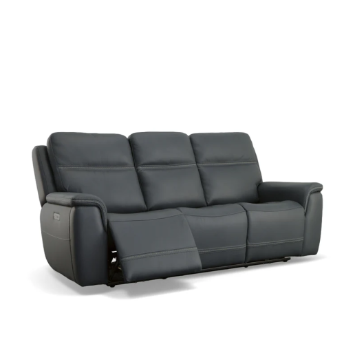 Flexsteel Sawyer Power Reclining Leather Sofa or Set With Power Tilt Headrest | Power Lumbar