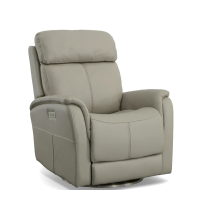 Flexsteel View Power Reclining Fold Down Console Leather Sofa or Set - With Power Tilt Headrest | Power Lumbar
