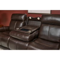 Flexsteel View Power Reclining Fold Down Console Leather Sofa or Set - With Power Tilt Headrest | Power Lumbar