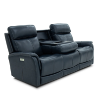 Flexsteel View Power Reclining Fold Down Console Leather Sofa or Set - With Power Tilt Headrest | Power Lumbar