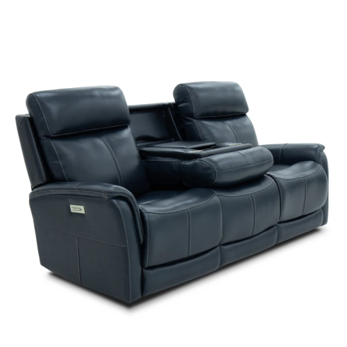 Flexsteel View Power Reclining Fold Down Console Leather Sofa or Set - With Power Tilt Headrest | Power Lumbar