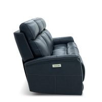 Flexsteel View Power Reclining Fold Down Console Leather Sofa or Set - With Power Tilt Headrest | Power Lumbar