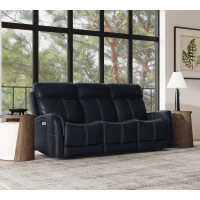 Flexsteel View Power Reclining Fold Down Console Leather Sofa or Set - With Power Tilt Headrest | Power Lumbar