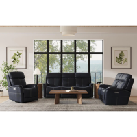 Flexsteel View Power Reclining Fold Down Console Leather Sofa or Set - With Power Tilt Headrest | Power Lumbar