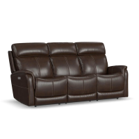 Flexsteel View Power Reclining Fold Down Console Leather Sofa or Set - With Power Tilt Headrest | Power Lumbar