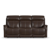Flexsteel View Power Reclining Fold Down Console Leather Sofa or Set - With Power Tilt Headrest | Power Lumbar