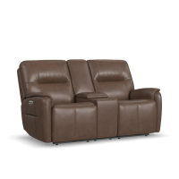 Flexsteel Wilson Power Reclining Leather Sofa or Set With Power Tilt Headrest