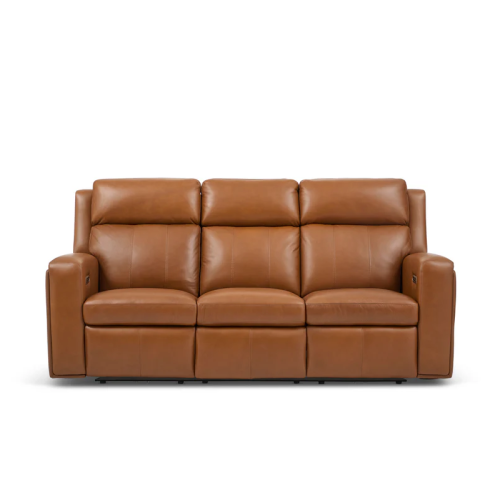 Flexsteel Wyatt Power Reclining Leather Sofa or Set - With Power Tilt Headrest | Power Lumbar