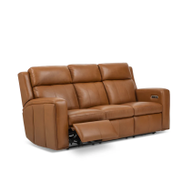 Flexsteel Wyatt Power Reclining Leather Sofa or Set - With Power Tilt Headrest | Power Lumbar