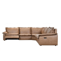 Clova Power Reclining Leather Sectional With Power Headrests Wallhugger