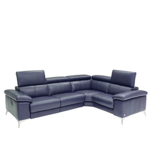 Miraso Power Reclining Leather Sectional with Manual Adjustable Headrest