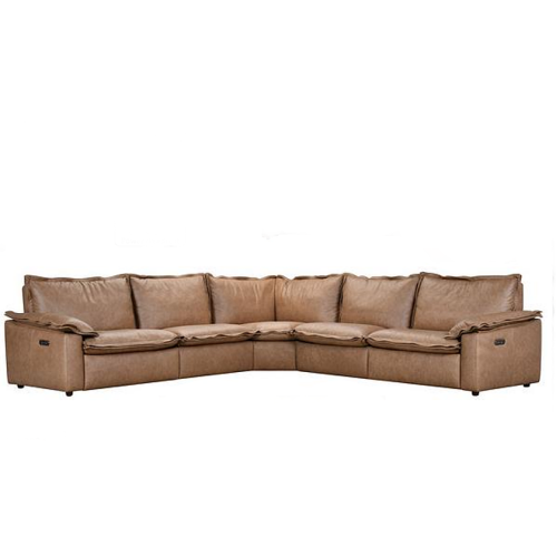 Clova Power Reclining Leather Sectional With Power Headrests Wallhugger