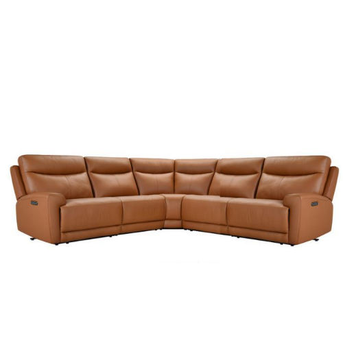 Trielle Power Reclining Leather Sectional with Power Headrest
