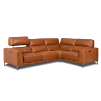 Lorra Power Reclining Leather Sectional With Power Adjustable Headrest