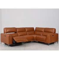 Lorra Power Reclining Leather Sectional With Power Adjustable Headrest