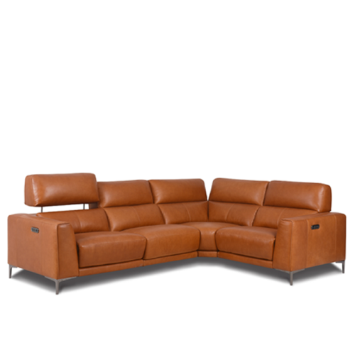 Lorra Power Reclining Leather Sectional With Power Adjustable Headrest