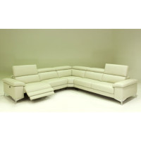Miraso Power Reclining Leather Sectional with Manual Adjustable Headrest