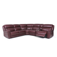 Grella Power Reclining Leather Sectional With Power Tilt Headrest