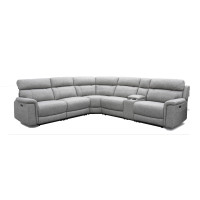 Cressa Power Reclining Leather Sectional With Power Tilt Headrest