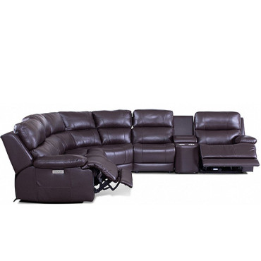 Kenna Power Reclining Leather Sectional - Available With Power Tilt Headrest | Power Lumbar