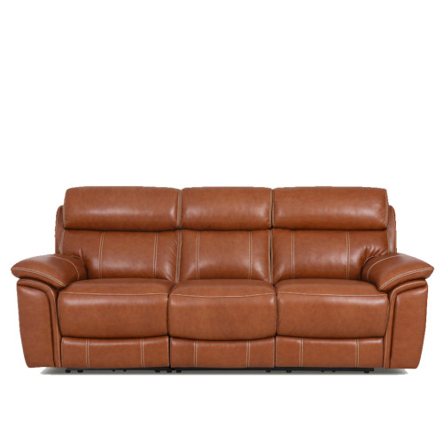 Arlan Power Reclining Leather Sofa or Set With Power Tilt Headrest Contrast Stitch