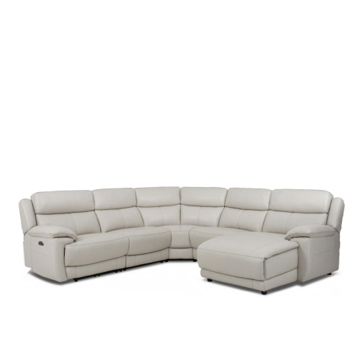 Frana Power Reclining Leather Sectional With Power Tilt Headrest