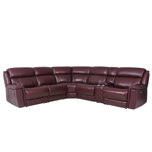 Grella Power Reclining Leather Sectional With Power Tilt Headrest
