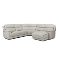 Frana Power Reclining Leather Sectional With Power Tilt Headrest